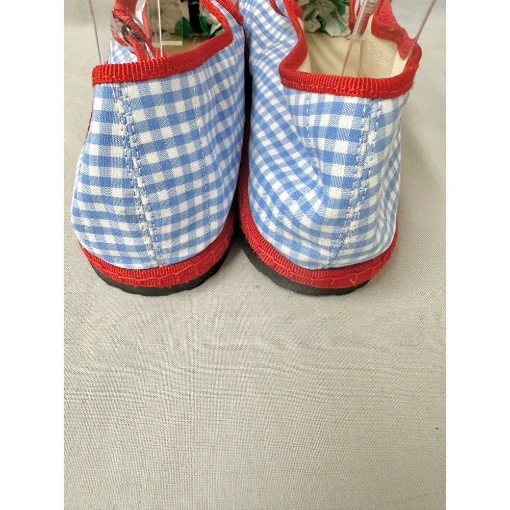 Via I Lilly Sisto Florence Mary Jane Cotton Gingham Blue Red Flats Euro 40 Italy